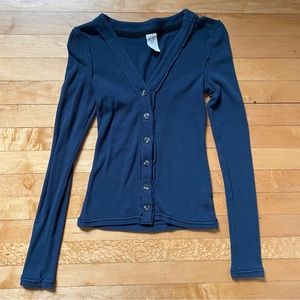 Free People Navy Blue Longsleeve Button Down Sweater cozy